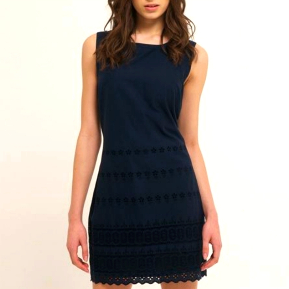Superdry Hepburn Broderie Dress in Navy Size XS